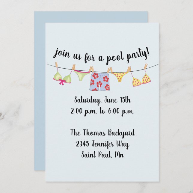 Swimsuit Invitation (Front/Back)