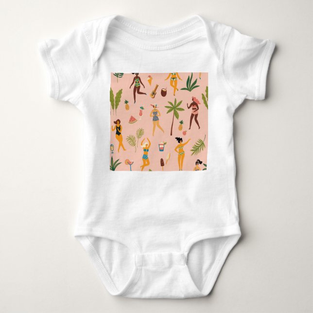 Swimsuit Ladies: Tropical Vintage Dance Baby Bodysuit (Front)