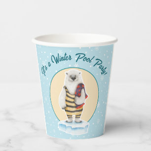 Swimsuit Polar Bear Winter Pool Party Paper Cups