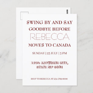 Swing By and Say Goodbye Going Away Farewell Party Postcard
