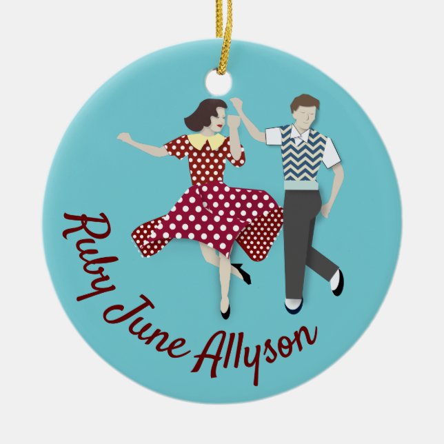 Swing Dance Ceramic Tree Decoration (Front)