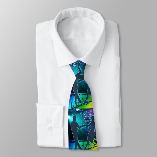 Swing Dance Couple On Lighted Dance Floor Tie (Tied)