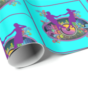 Swing Dance Couple On Record And Music Beats Wrapping Paper