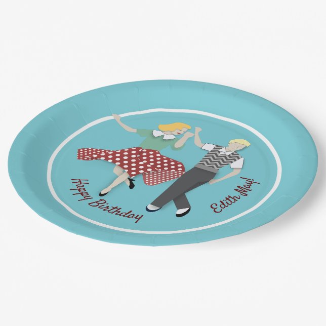 Swing Dance Couple Paper Plate (Angled)