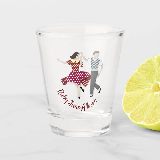 Swing Dance Couple Shot Glass (Front)