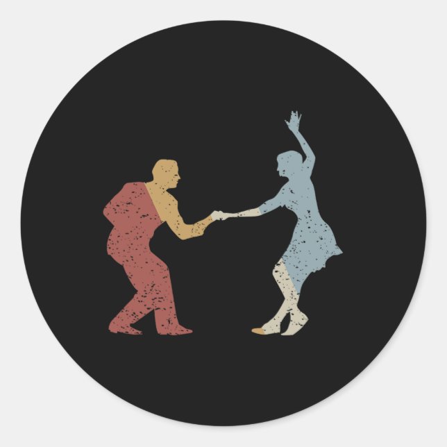 Swing Dance Retro Style Vintage  Classic Round Sticker (Front)