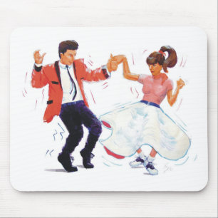 swing dancer with poodle skirt and saddle shoes mouse pad