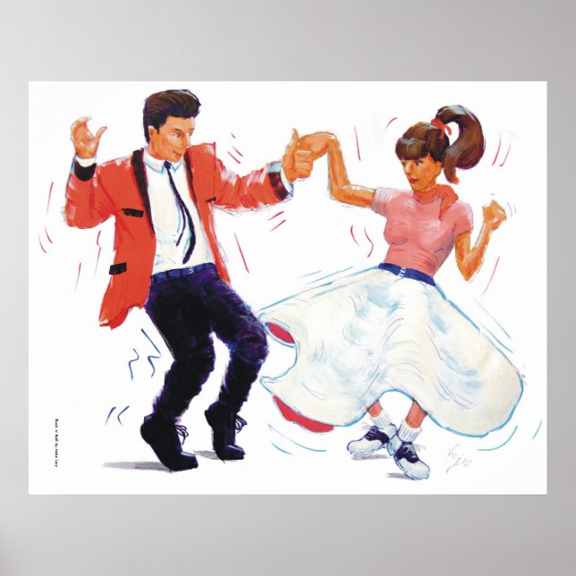 swing dancer with poodle skirt and saddle shoes poster (Front)
