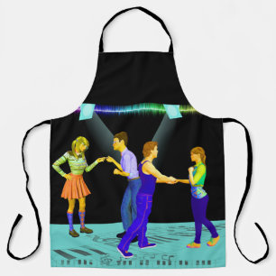Swing Dancers On Musical Note Floor (L) Apron