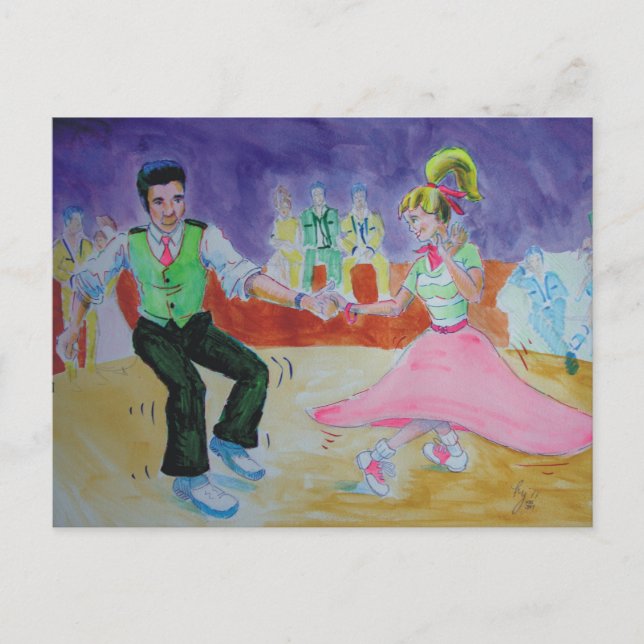 Swing Dancing on saturday night Postcard (Front)