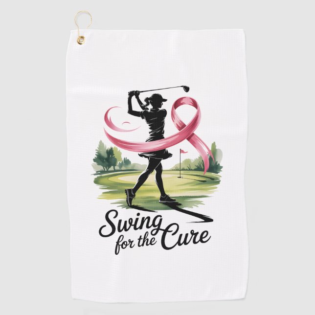 Swing for the Cure Golf Breast Cancer Golf Towel (Front)