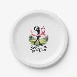 Swing for the Cure Golf Breast Cancer Paper Plate