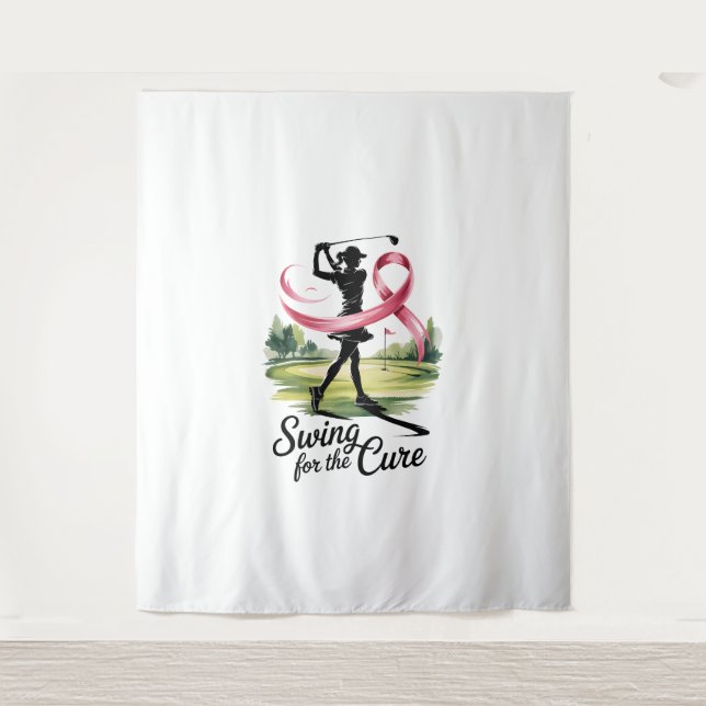 Swing for the Cure Golf Breast Cancer Tapestry (Front)