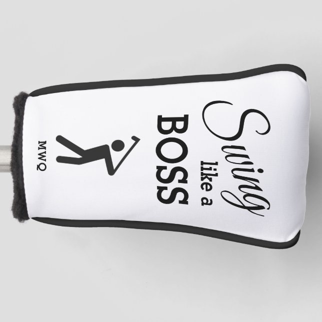 SWING LIKE A BOSS Golfer Monogram PUTTER Golf Head Cover (Front)
