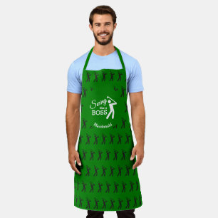SWING LIKE A BOSS   Green PERSONALIZED Golf Apron