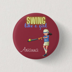 Swing Like A Girl Softball   3 Cm Round Badge