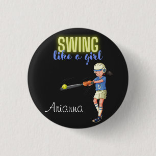Swing Like A Girl Softball  3 Cm Round Badge