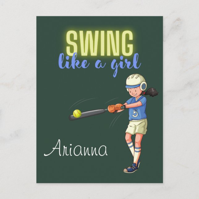 Swing Like A Girl Softball   Postcard (Front)