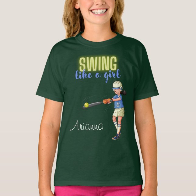 Swing Like A Girl Softball  T-Shirt (Front)
