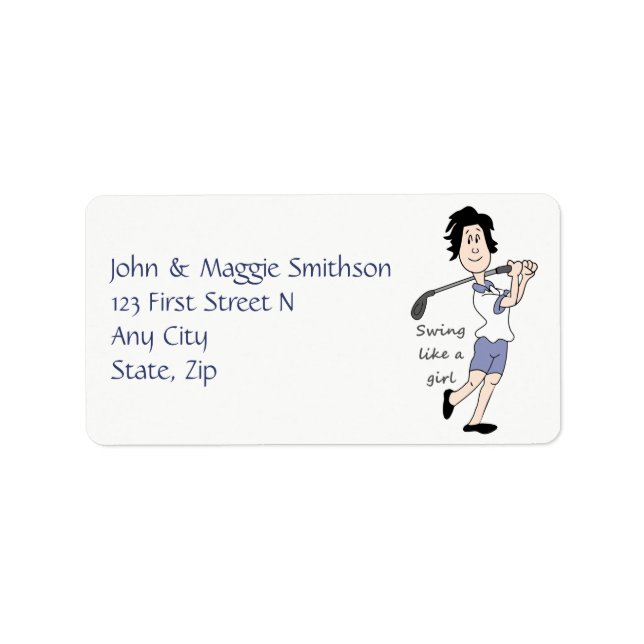 Swing like a Girl Women's Golf Custom Address Label (Front)