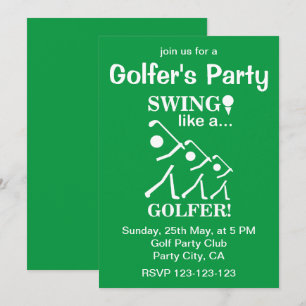 Swing Like A Golfer Golf Party Invitation