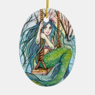 Swing - Mermaid Art Ceramic Tree Decoration