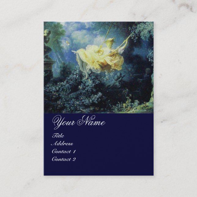 SWING  MONOGRAM ,Blue Green Yellow Gold Metallic Business Card (Front)