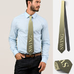 Swing musician dancer style elegant gold tie<br><div class="desc">This stylish custom tie showcases the word "swing" in light yellow against a gold brown gradient backdrop. Ideal for men who appreciate swing music or dance, this classic black necktie can be a sophisticated accessory for devoted swing dancers or a coordinated piece for musicians in a (big) band or swing...</div>