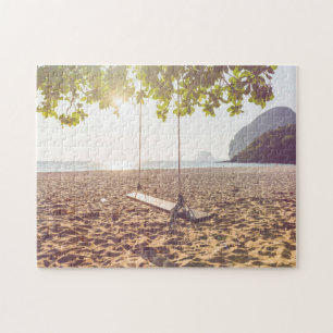 Swing on the Beach at Sunset Jigsaw Puzzle