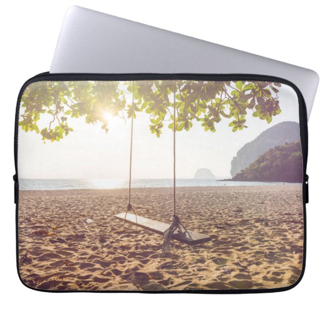 Swing on the Beach at Sunset Laptop Sleeve (Front)