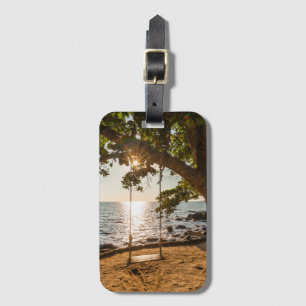 Swing on the Beach at Sunset Luggage Tag