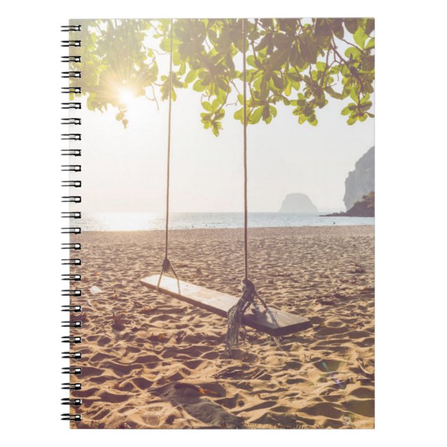 Swing on the Beach at Sunset Notebook (Front)