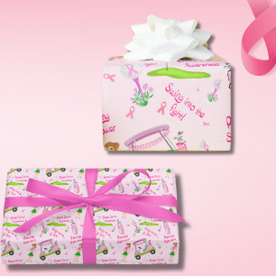 Swing Pink Golfer Breast Cancer Awareness Wrapping Paper