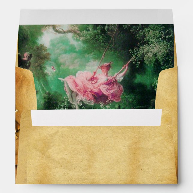 SWING, RED WAX SEAL PARCHMENT green pink Fuchsia Envelopes (Back (Bottom))