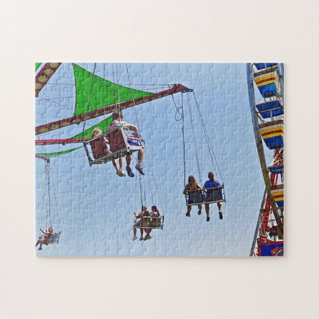Swing Ride Next to Ferris Wheel Jigsaw Puzzle (Horizontal)