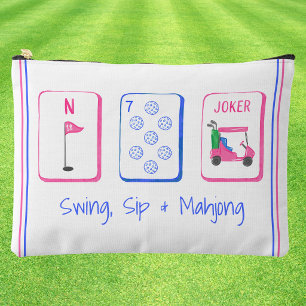 Swing, Sip, Mahjong / Golf Mahjong Tile Accessory Pouch