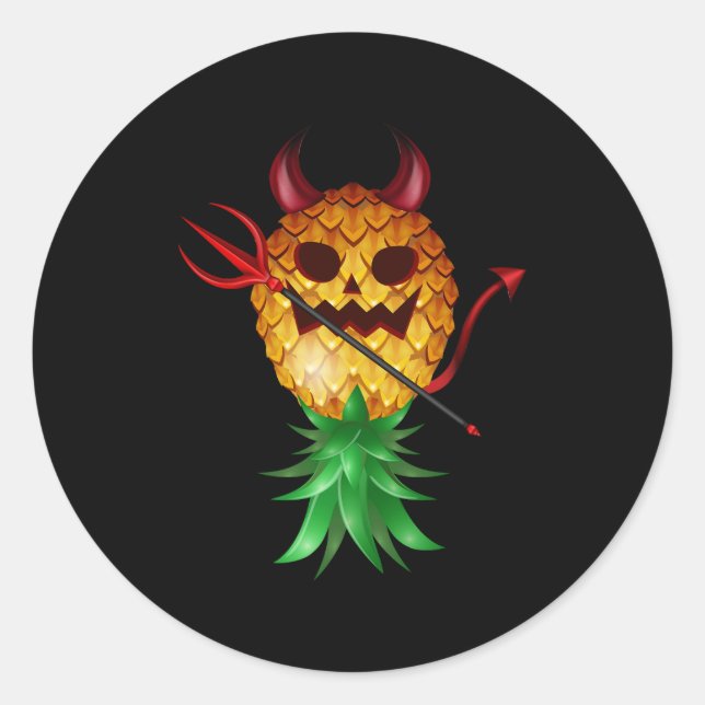 Swinger Upside Down Bad Pineapple Devil Horn Hallo Classic Round Sticker (Front)