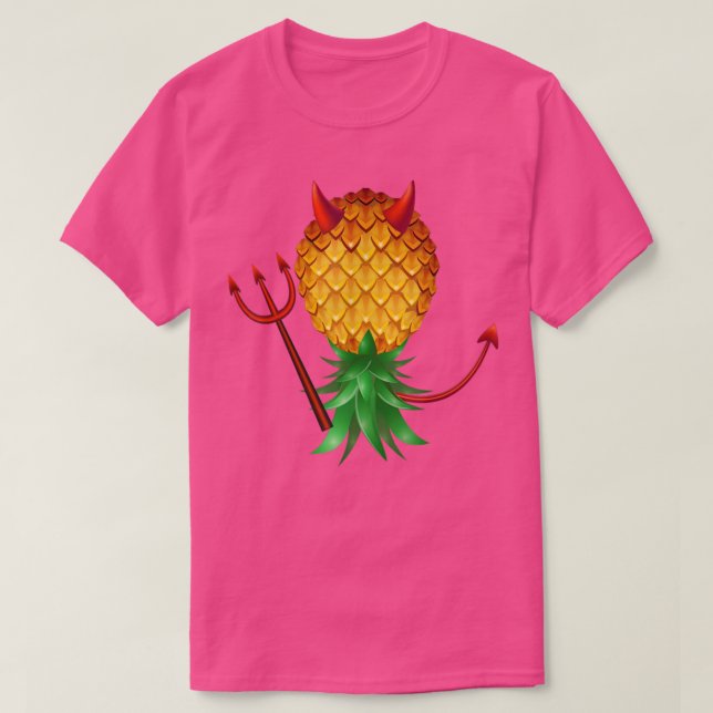 Swinger Upside Down Evil Pineapple Devil Horn with T-Shirt (Design Front)