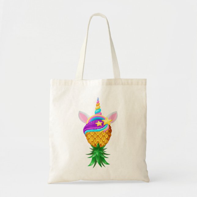 Swinger Upside Down Pineapple Magical Unicorn Head Tote Bag (Front)