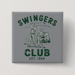 Swingers Club Funny Sarcastic Golfing Golfer 15 Cm Square Badge