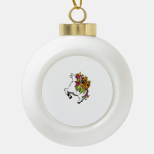 Swingers Couple Pineapple Swinging On A Unicorn Sw Ceramic Ball Christmas Ornament