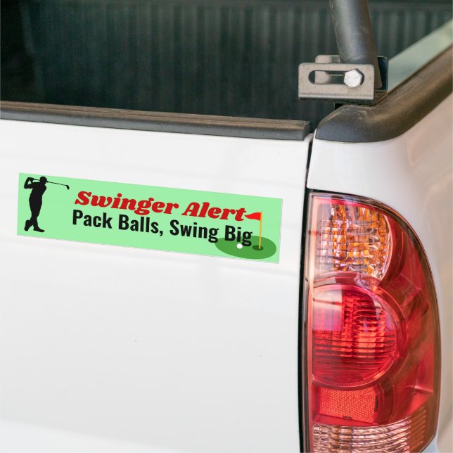 Swingers Pack Balls Swing Big Golf Pun Bumper Stic Bumper Sticker (On Truck)