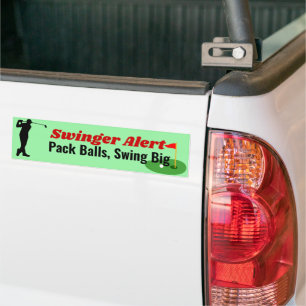 Swingers Pack Balls Swing Big Golf Pun Bumper Stic Sticker