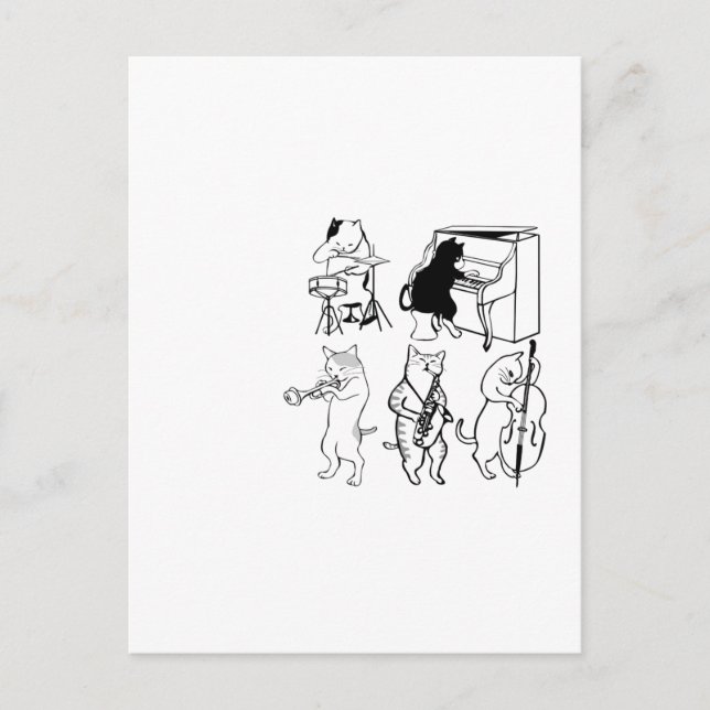 Swinging Cats Jazz Music Funny Kitty Cartoon Postcard (Front)