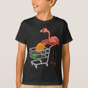 Swinging Flamingo Pushing Shopping Cart with Pinea T-Shirt