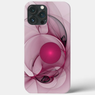 Swinging Fractal, Modern Abstract Berry Pink Art iPhone 13 Pro Max Case