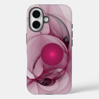 Swinging Fractal, Modern Abstract Berry Pink Art