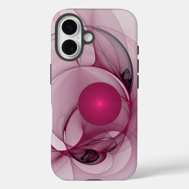 Swinging Fractal, Modern Abstract Berry Pink Art Case-Mate iPhone Case (Back)