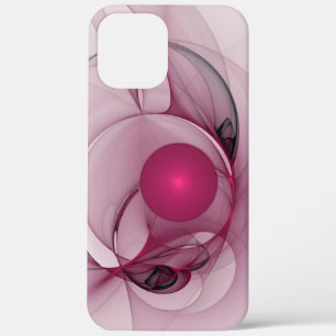Swinging Fractal, Modern Abstract Berry Pink Art iPhone 12 Pro Max Case