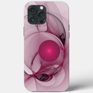 Swinging Fractal, Modern Abstract Berry Pink Art iPhone 13 Pro Max Case